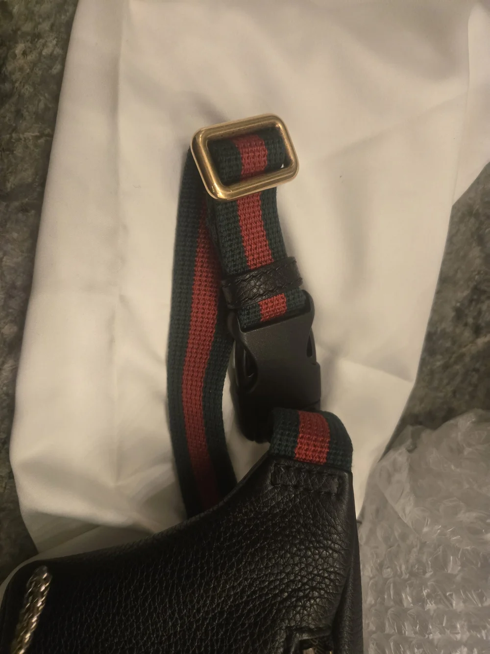 Gucci Black Leather Logo Belt Bag
